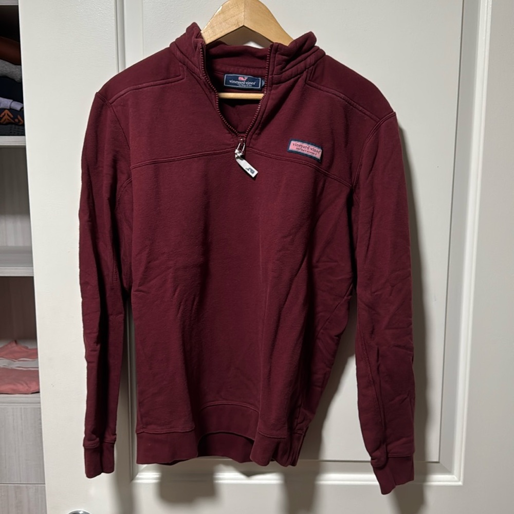 Vineyard Vines maroon shep shirt quarter zip size small
